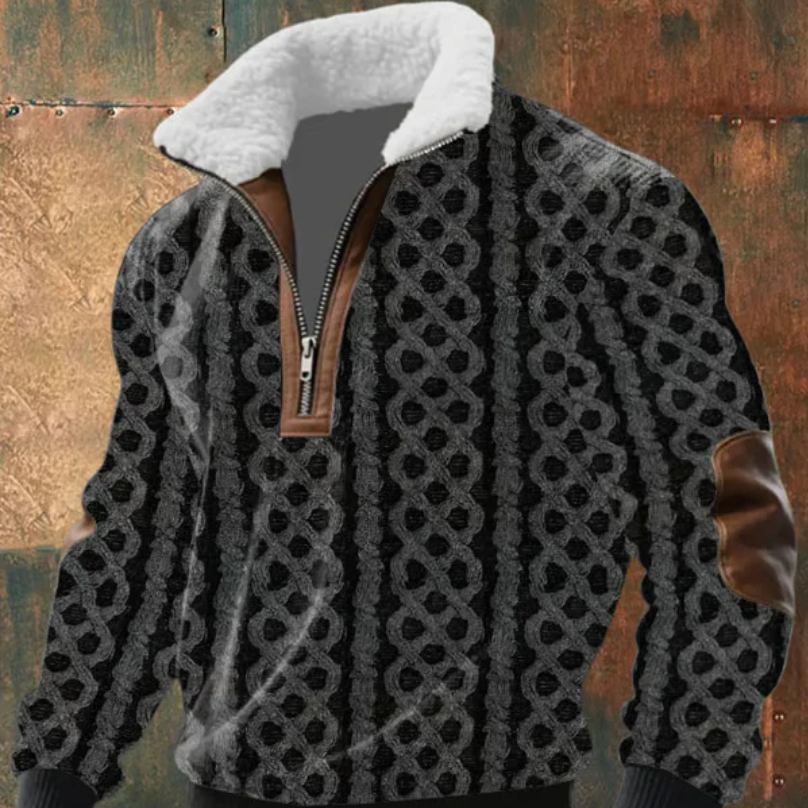 Geovari | Fleece Zip Polo Neck Jumper with High Collar