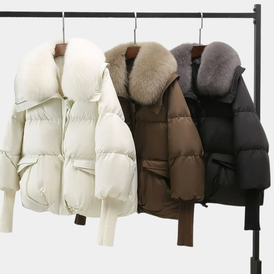 Geovari | Women’s Padded Down Winter Jacket with Fur Collar
