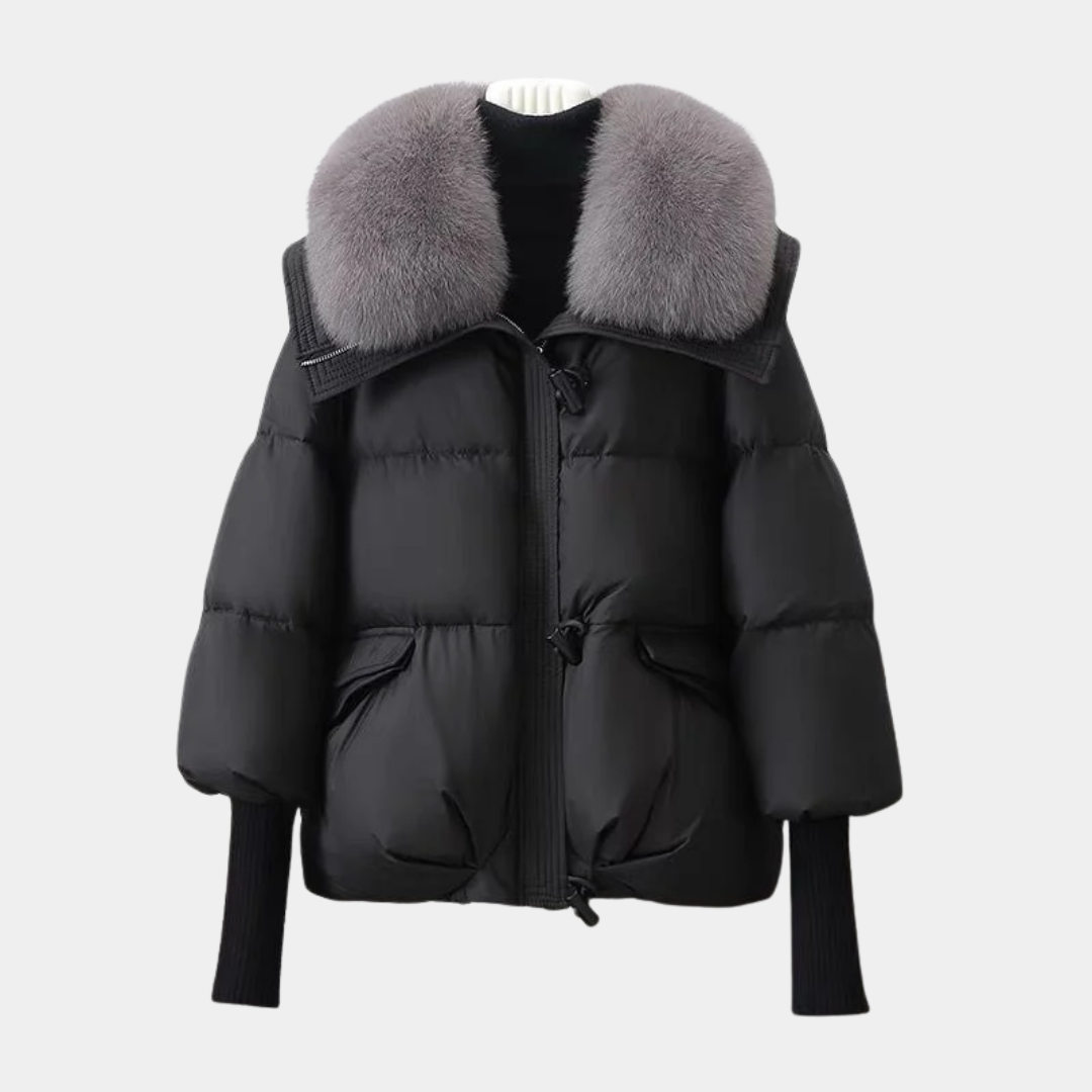 Geovari | Women’s Padded Down Winter Jacket with Fur Collar