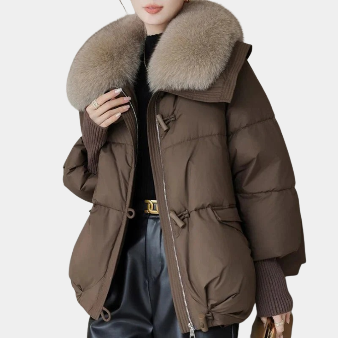Geovari | Women’s Padded Down Winter Jacket with Fur Collar