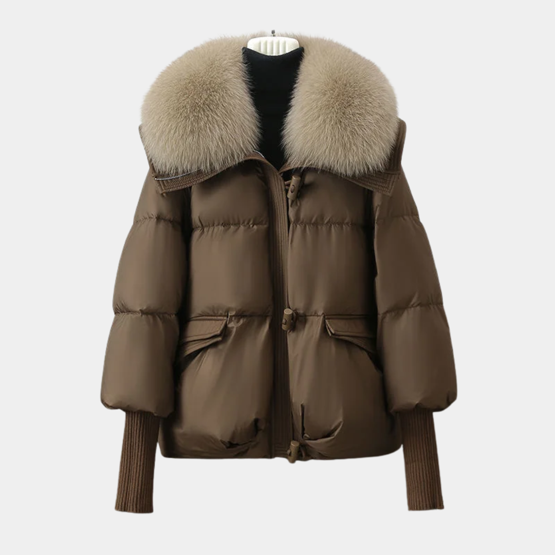 Geovari | Women’s Padded Down Winter Jacket with Fur Collar
