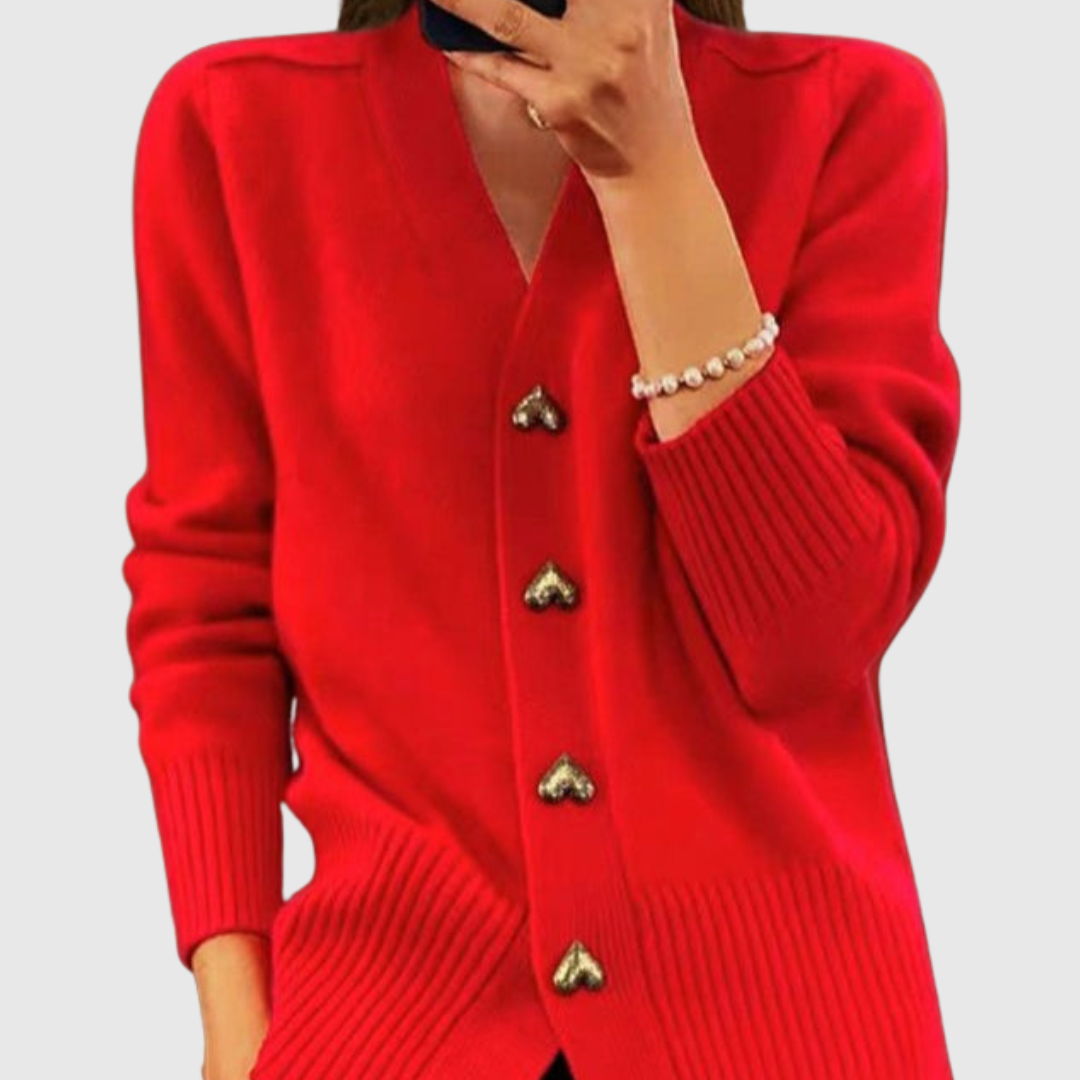 Geovari | Heart-Button Cardigan