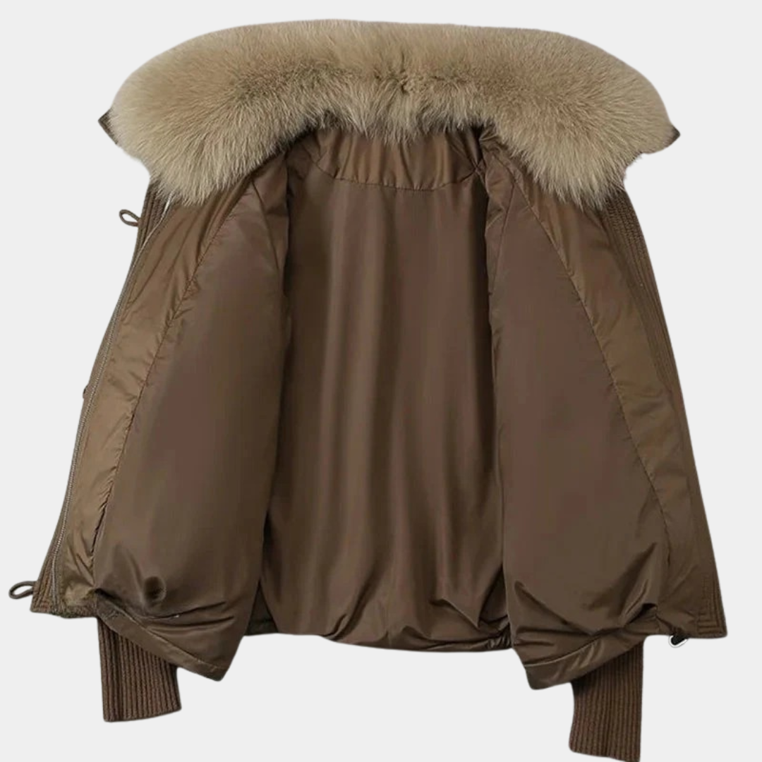 Geovari | Women’s Padded Down Winter Jacket with Fur Collar
