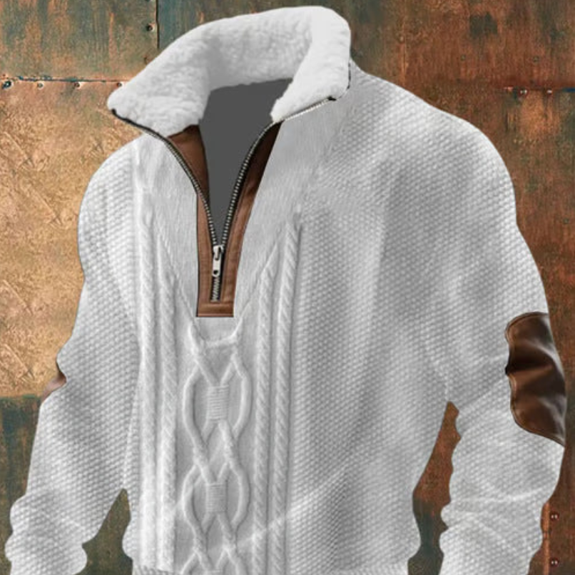 Geovari | Fleece Zip Polo Neck Jumper with High Collar