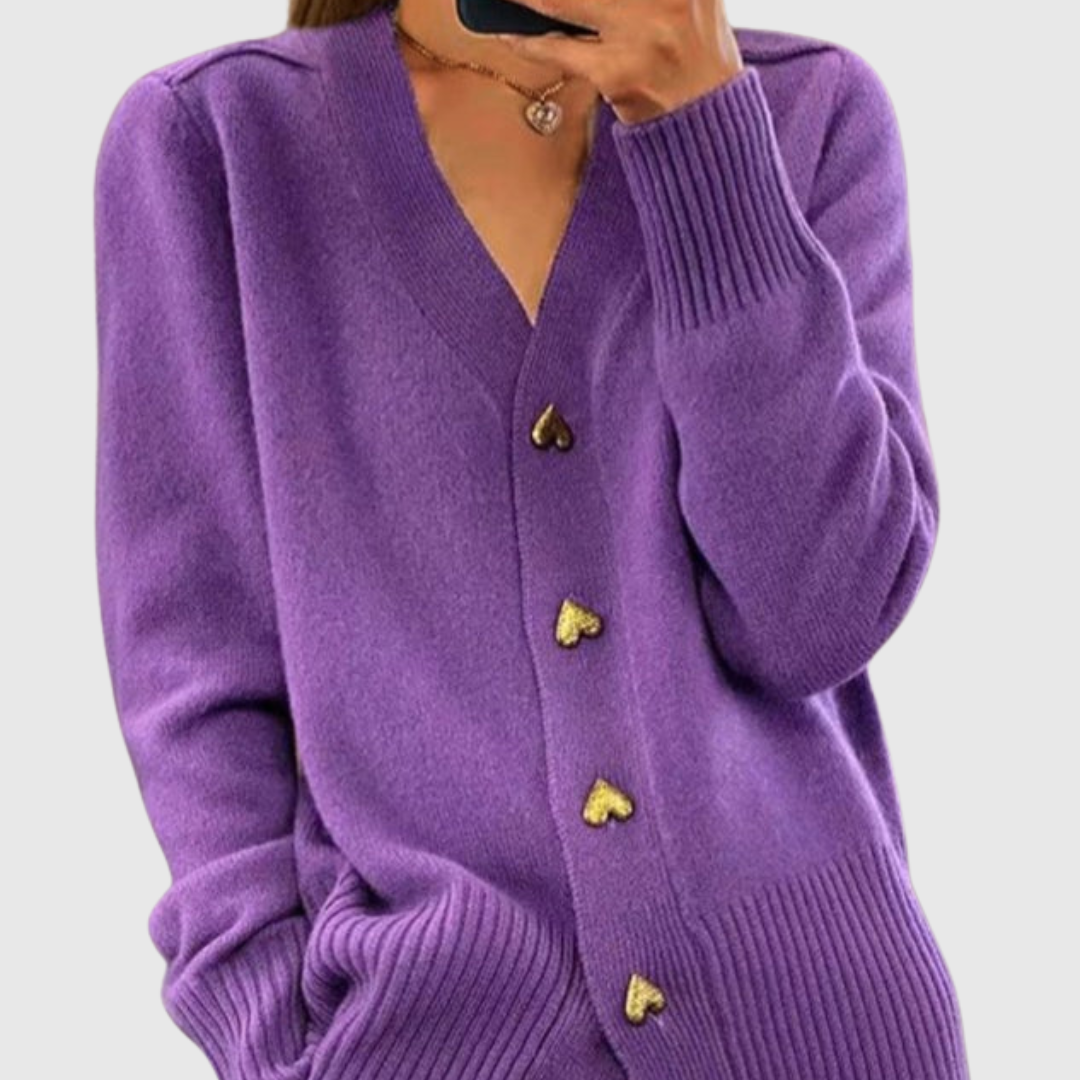 Geovari | Heart-Button Cardigan