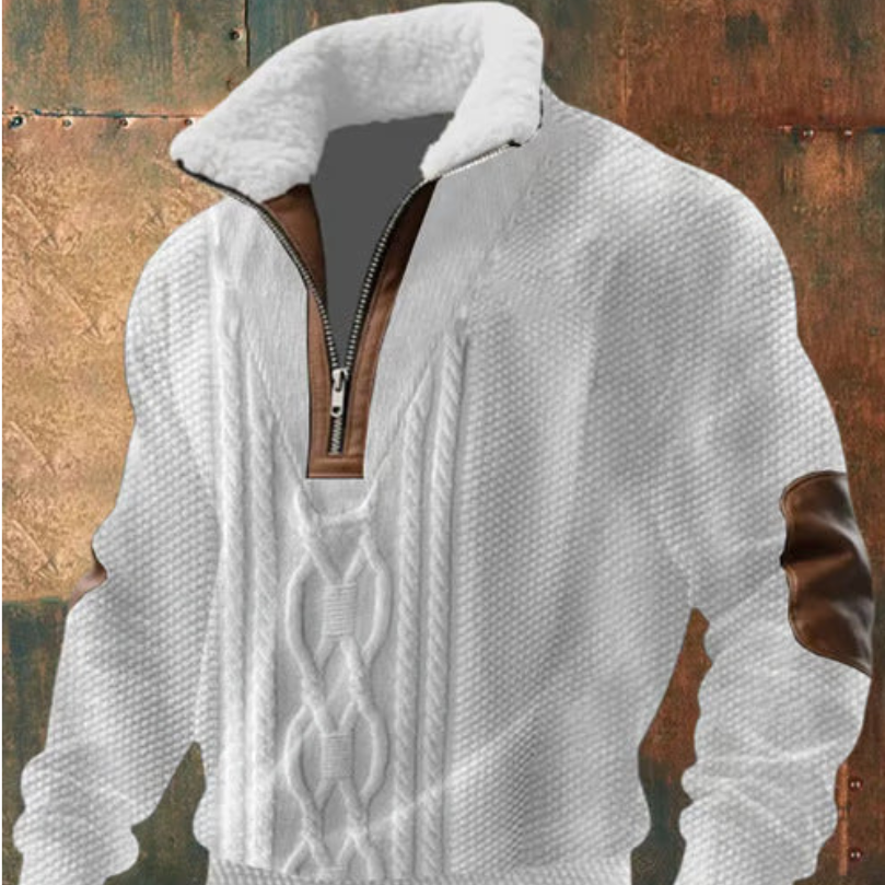 Geovari | Fleece Zip Polo Neck Jumper with High Collar