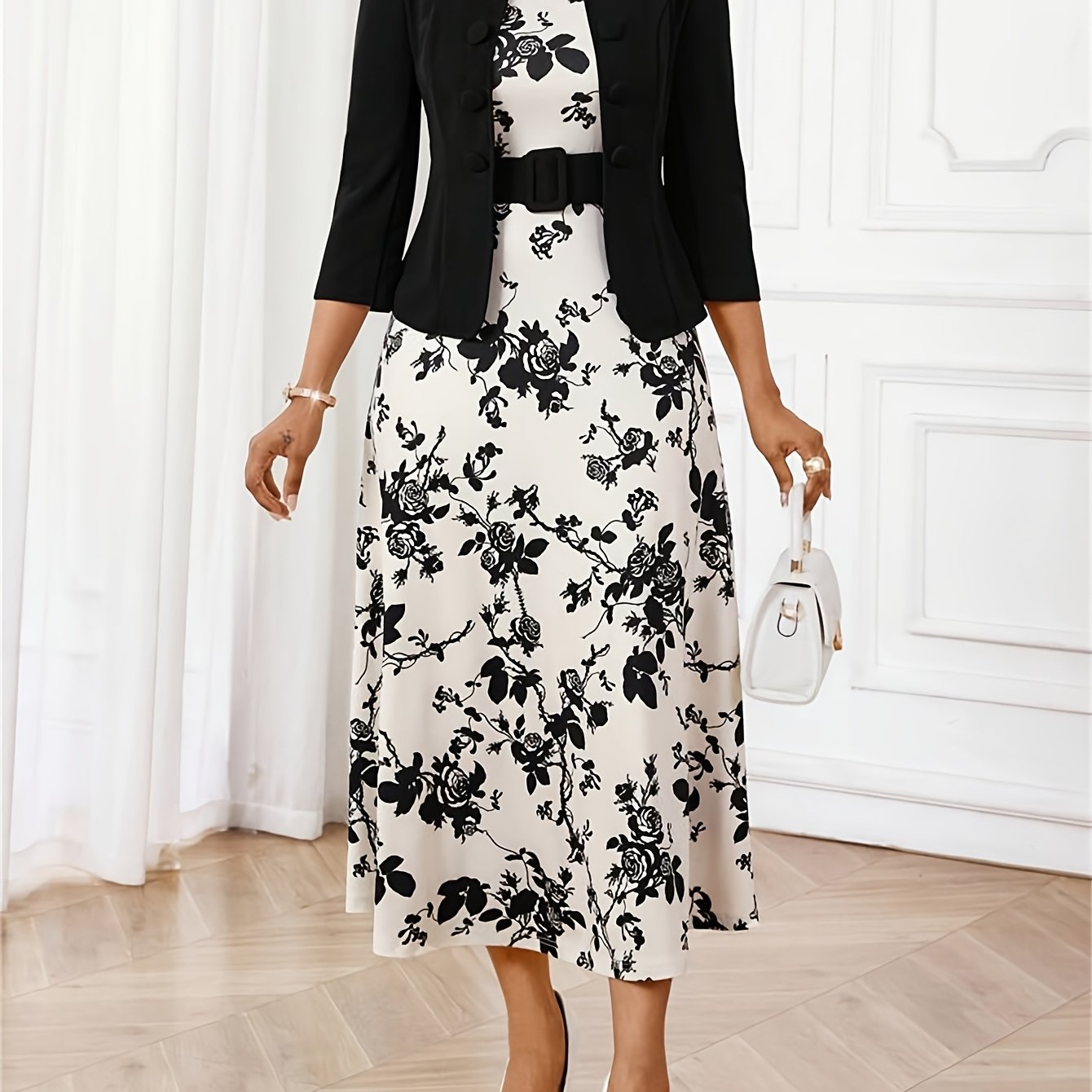 Geovari | Printed Belted Two-Piece Set