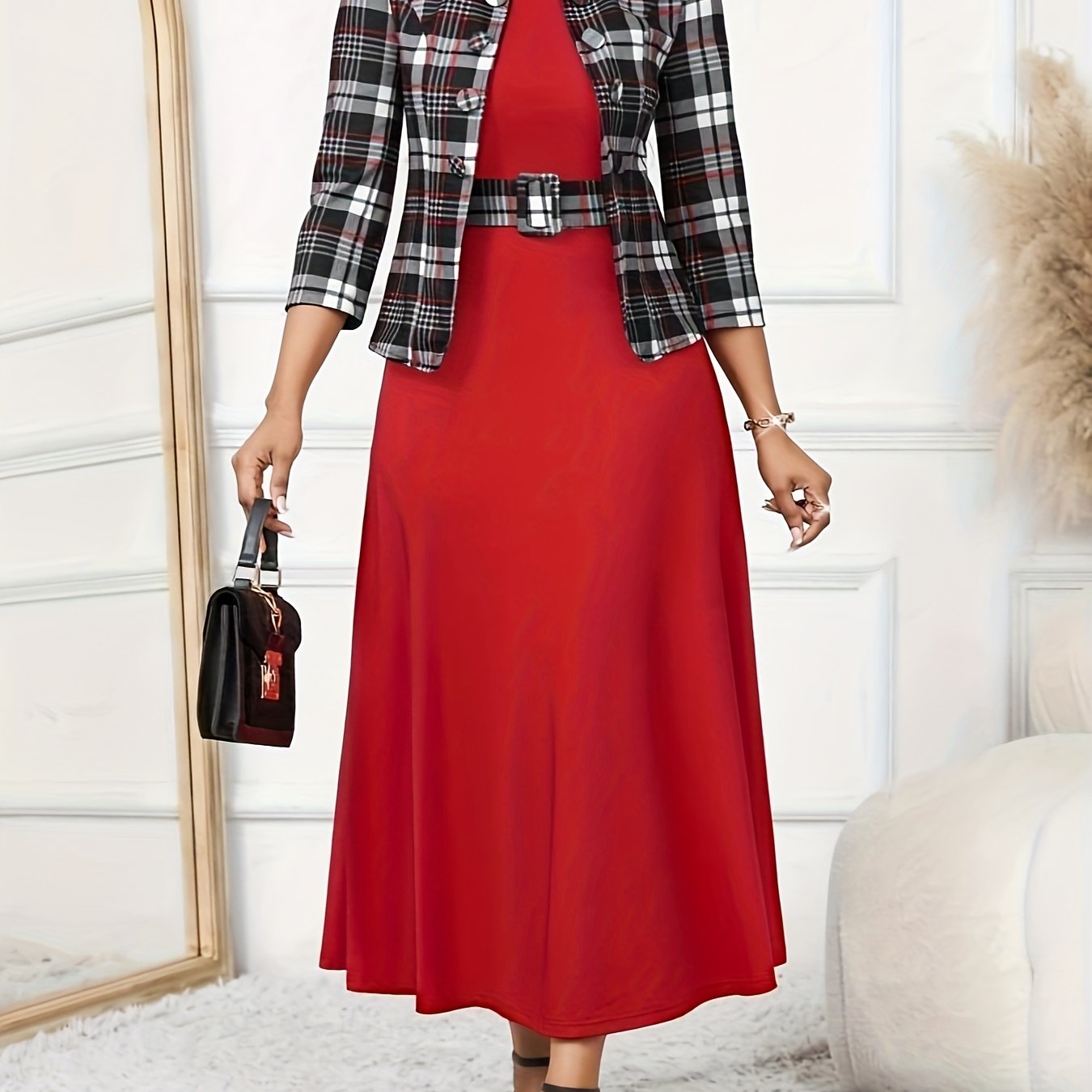 Geovari | Printed Belted Two-Piece Set