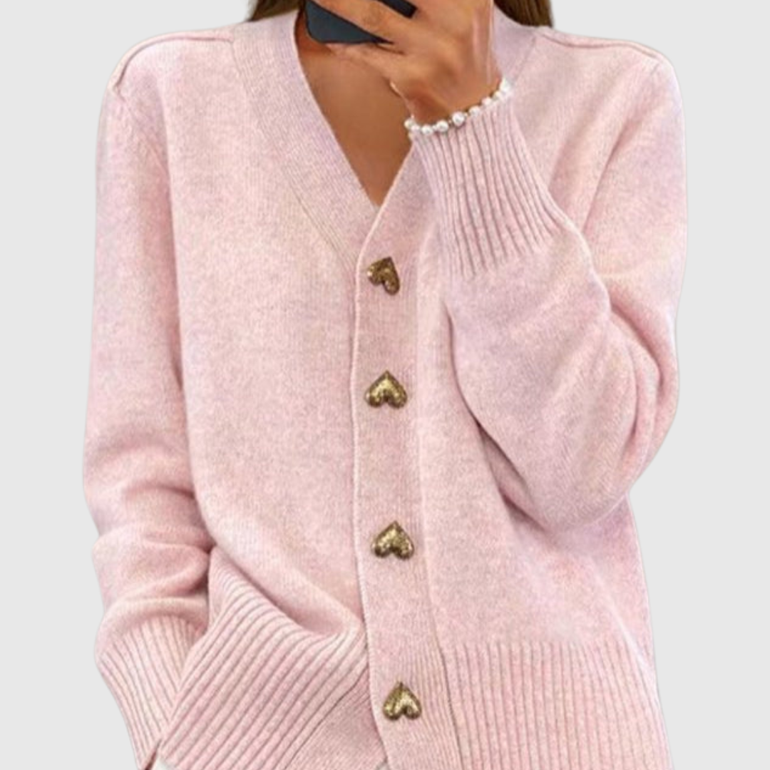 Geovari | Heart-Button Cardigan