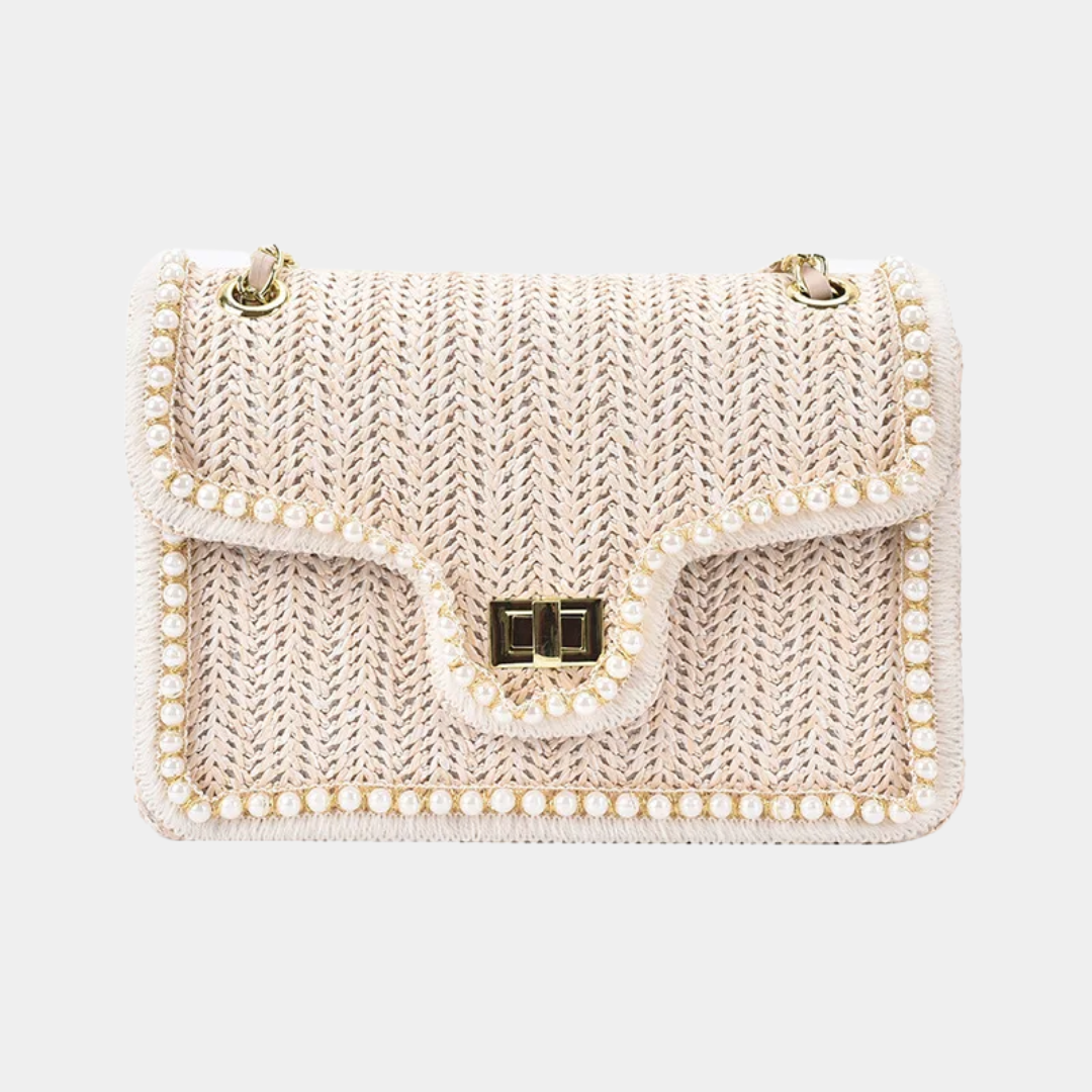 Geovari | Women's Straw Shoulder Bag with Chain Strap