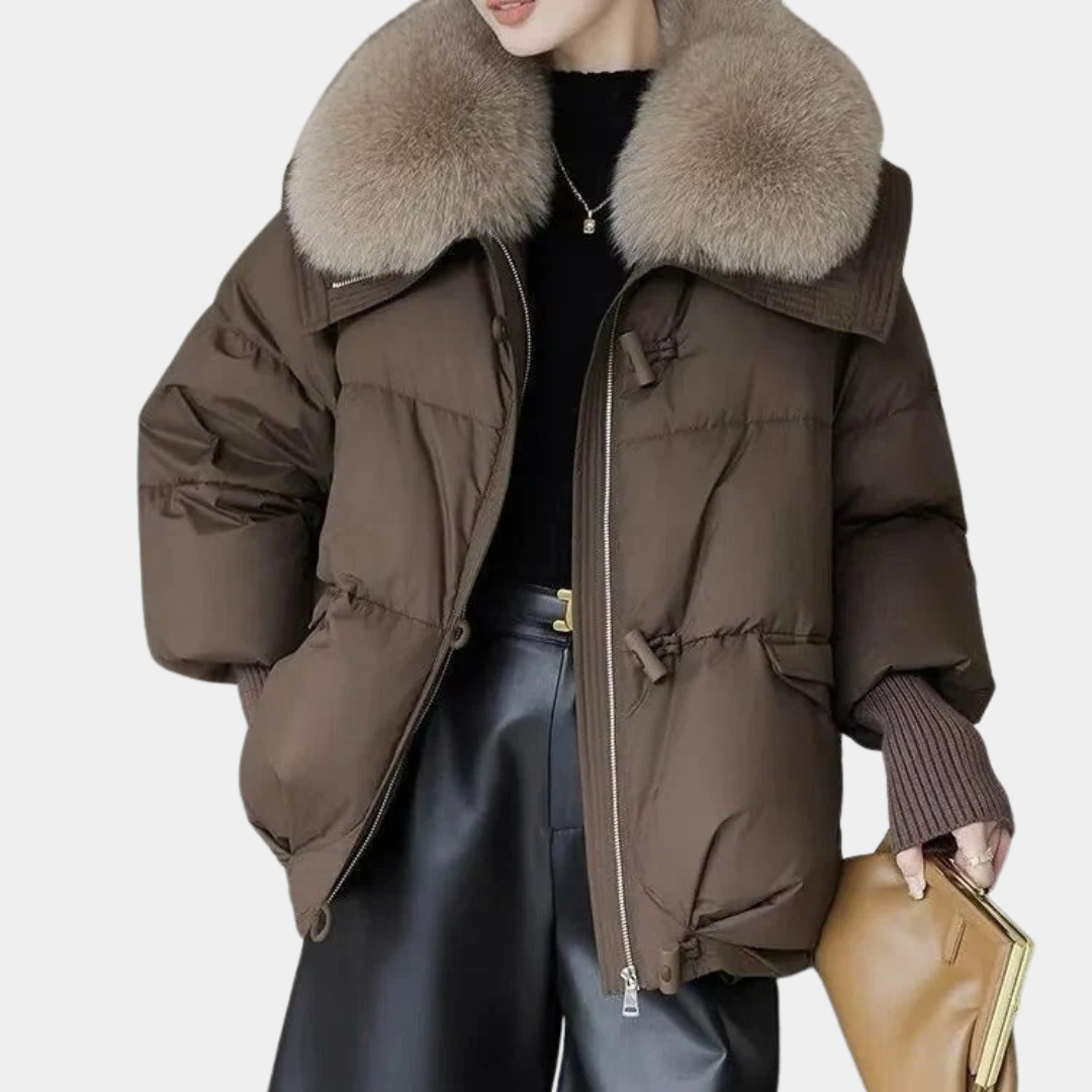 Geovari | Women’s Padded Down Winter Jacket with Fur Collar