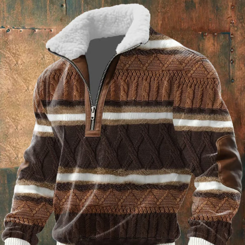 Geovari | Fleece Zip Polo Neck Jumper with High Collar