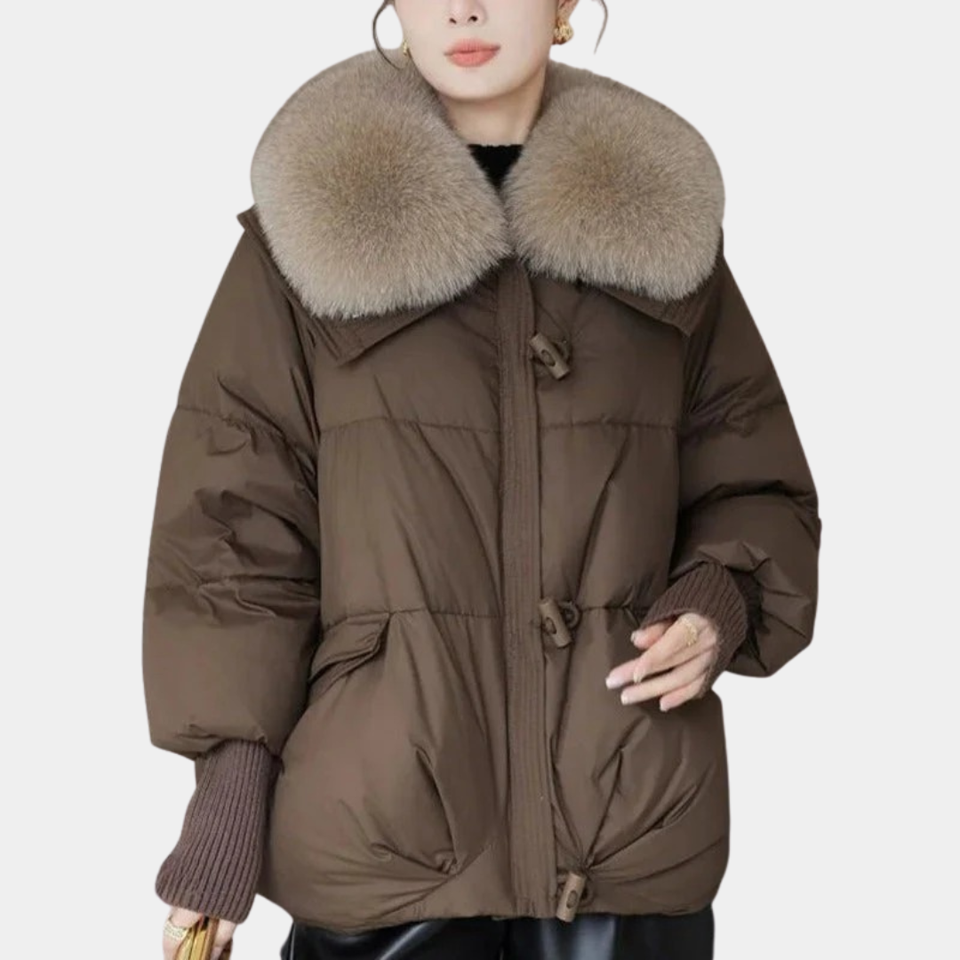 Geovari | Women’s Padded Down Winter Jacket with Fur Collar