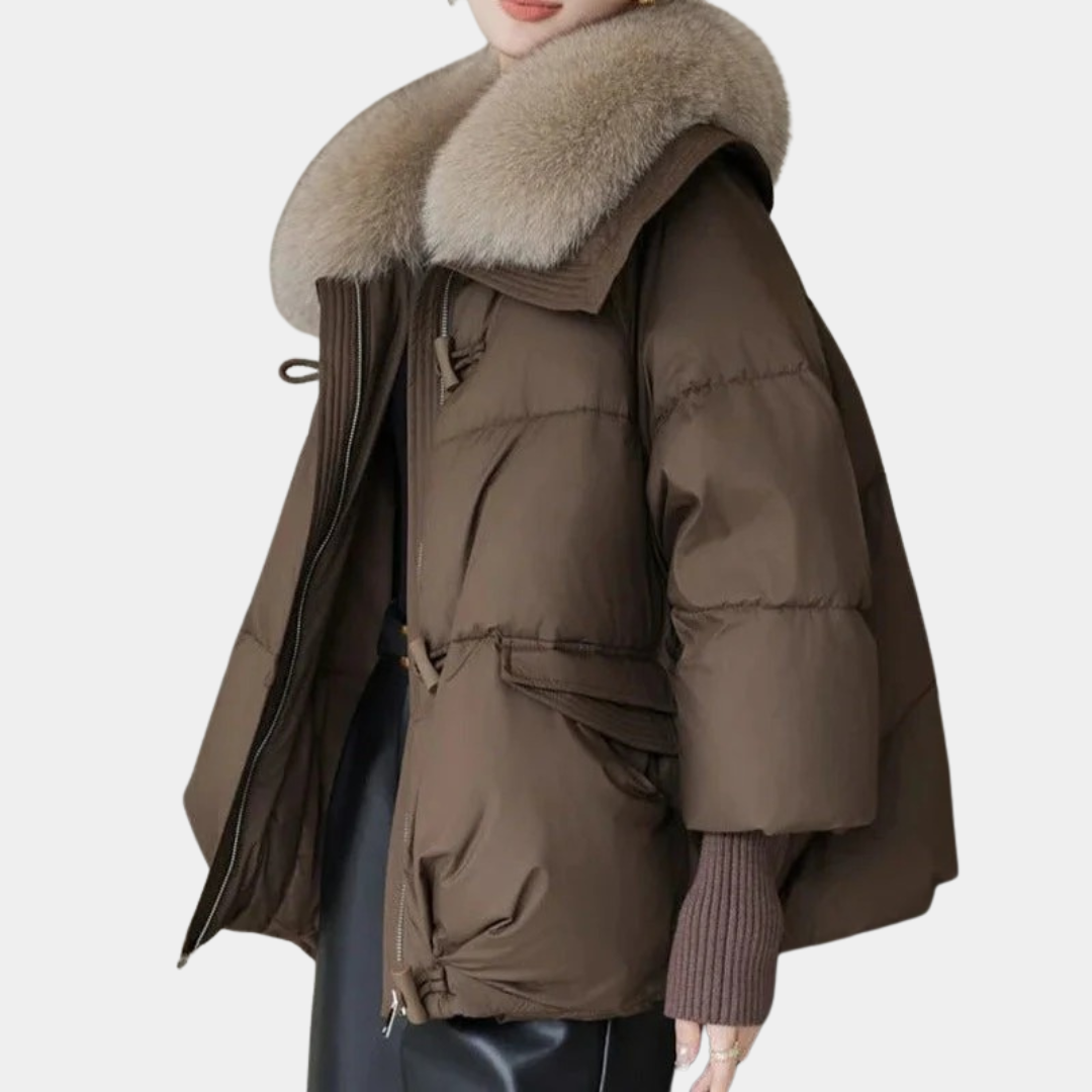 Geovari | Women’s Padded Down Winter Jacket with Fur Collar