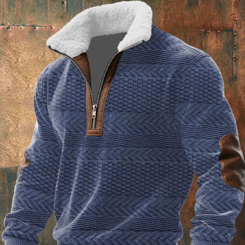 Geovari | Fleece Zip Polo Neck Jumper with High Collar