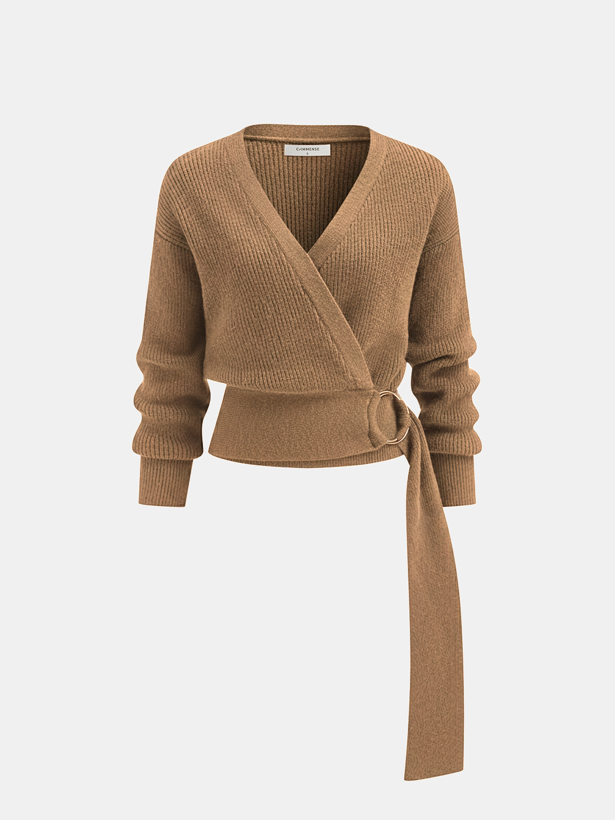 Geovari | Knitted Wrap Cardigan with Metal Ring Detail