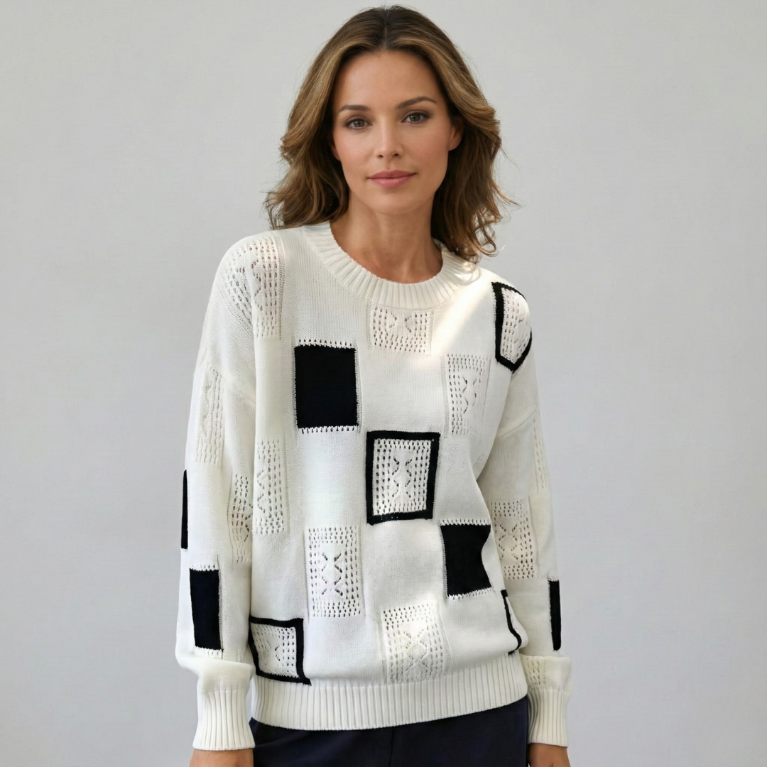 Geovari | Elegant Knitted Jumper with Geometric Detailing