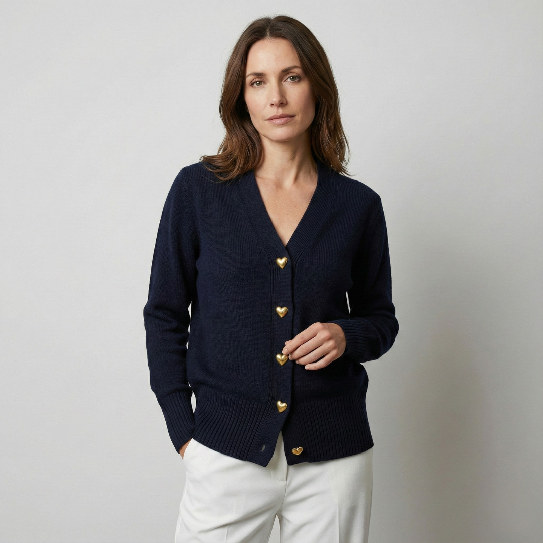 Geovari | Heart-Button Cardigan