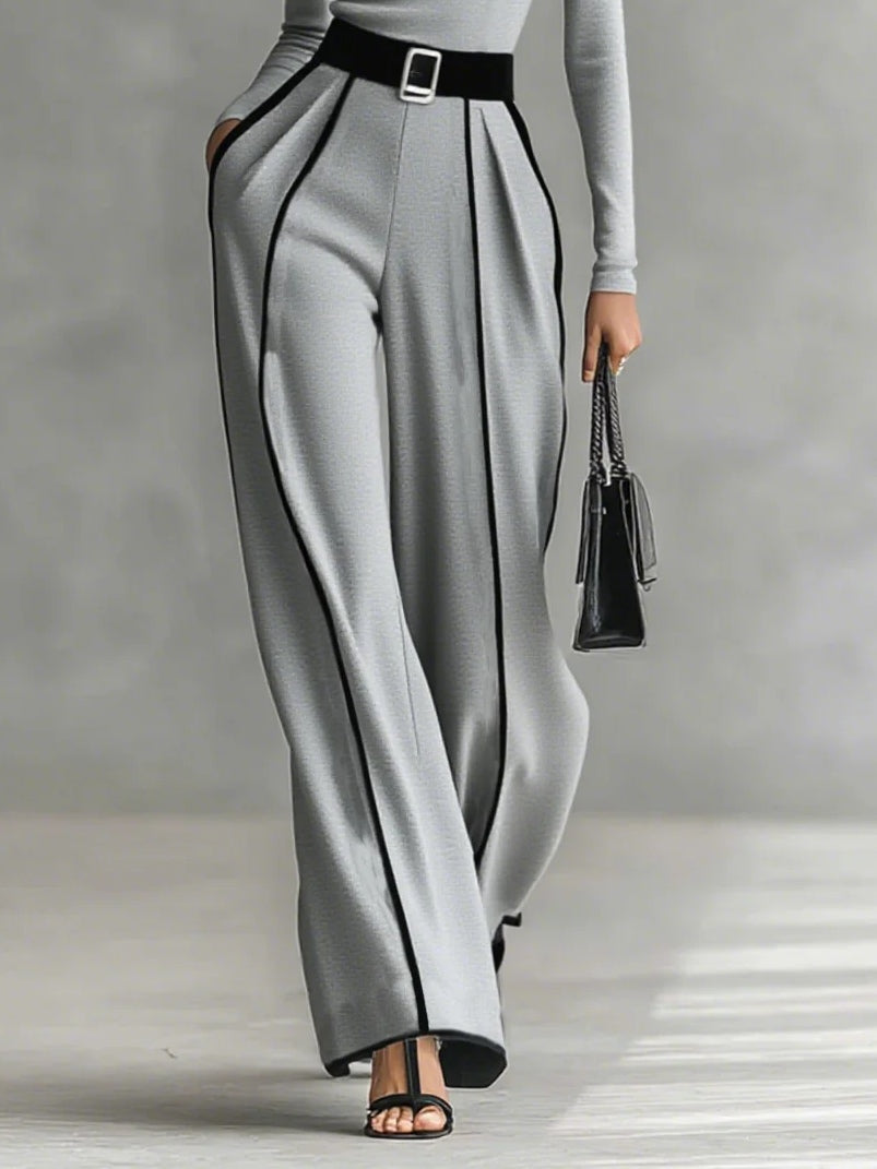 Geovari | Refined High-Neck Top and Wide-Leg Trousers Set