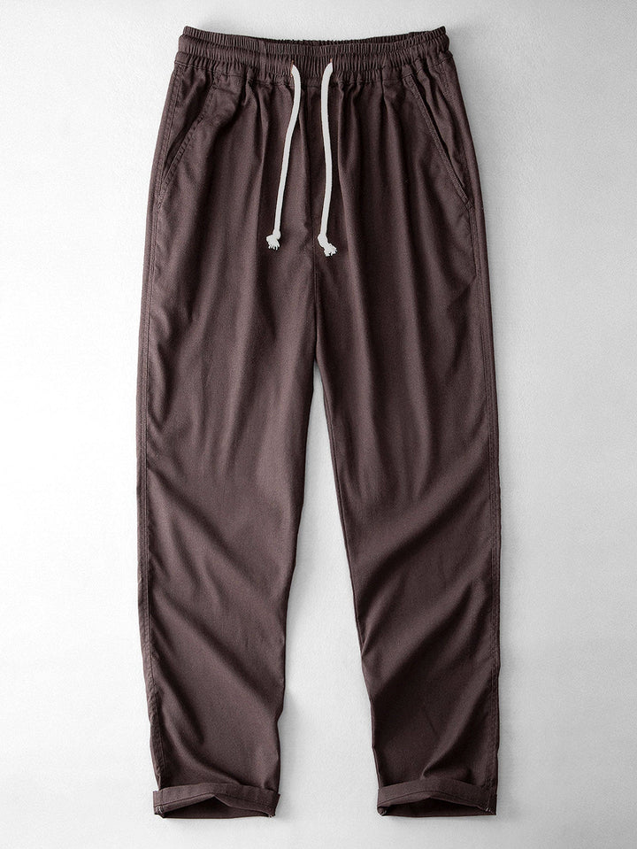 Geovari | Geometric Jacquard Cuban Collar Shirt and Linen Trousers