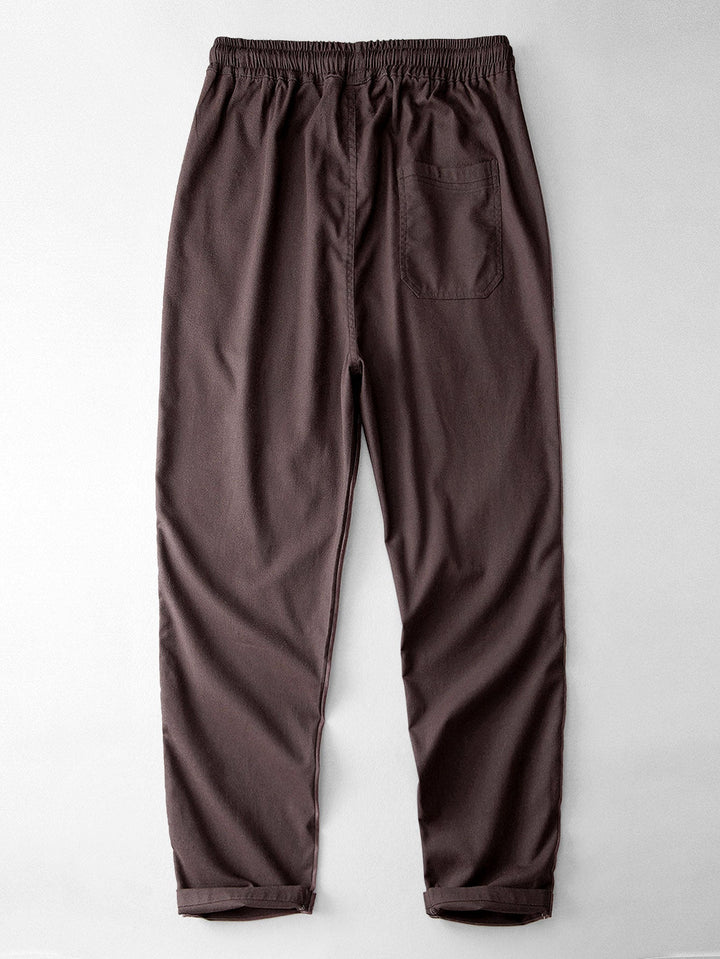 Geovari | Geometric Jacquard Cuban Collar Shirt and Linen Trousers