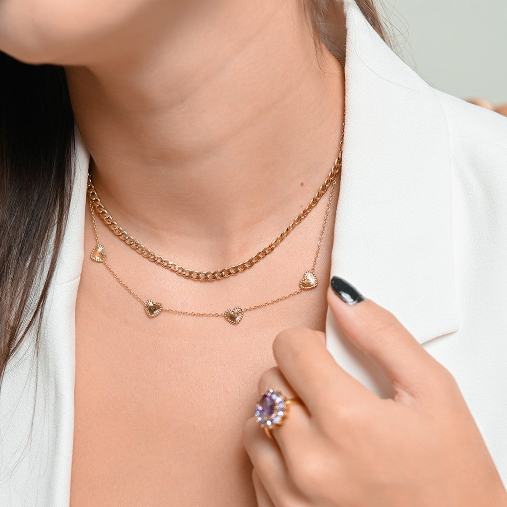 Geovari | Vintage Heart Pendant Necklace, Gold-Coloured