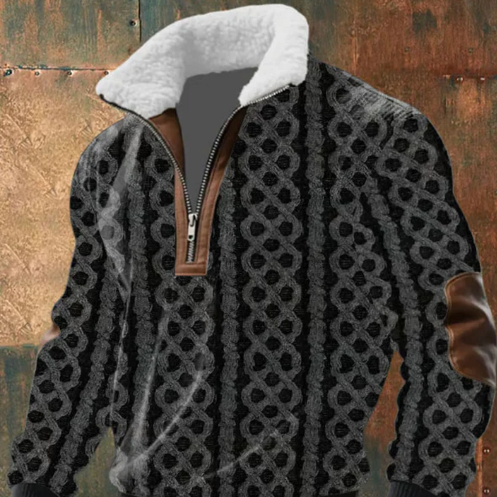 Geovari | Fleece Zip Polo Neck Jumper with High Collar