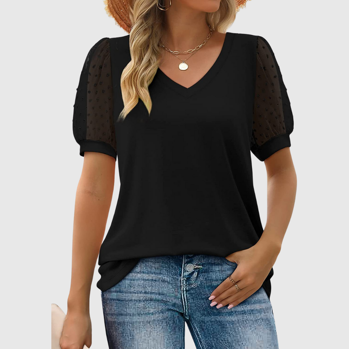 Geovari | Sheer Sleeve Top