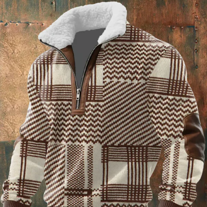 Geovari | Fleece Zip Polo Neck Jumper with High Collar