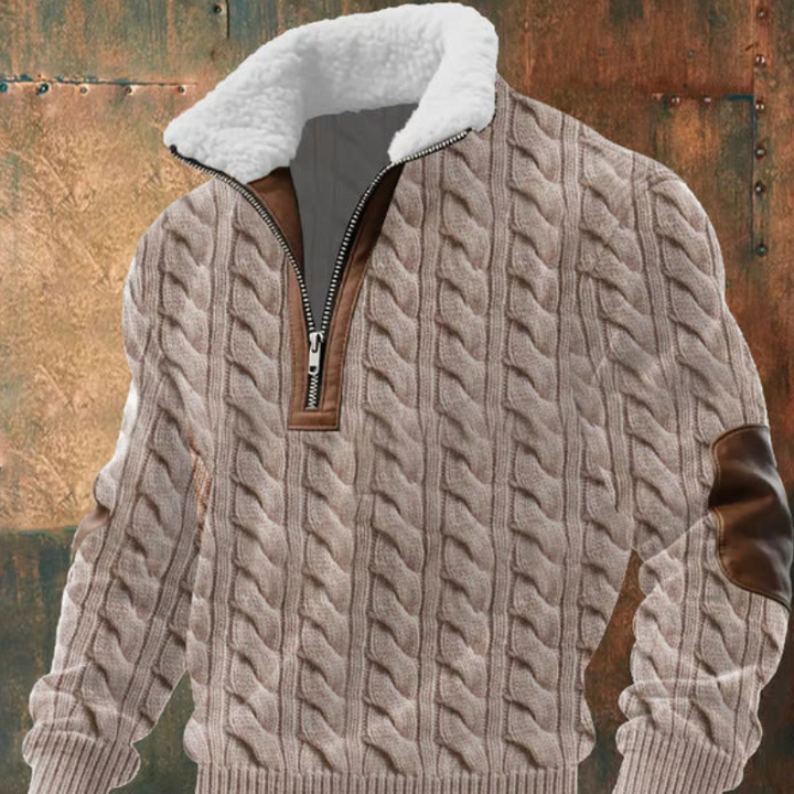 Geovari | Fleece Zip Polo Neck Jumper with High Collar