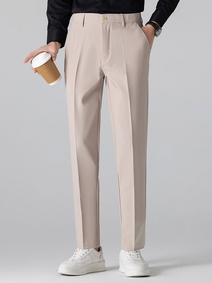 Geovari | Contrast Trim Zip Polo & Slim Tapered Trousers