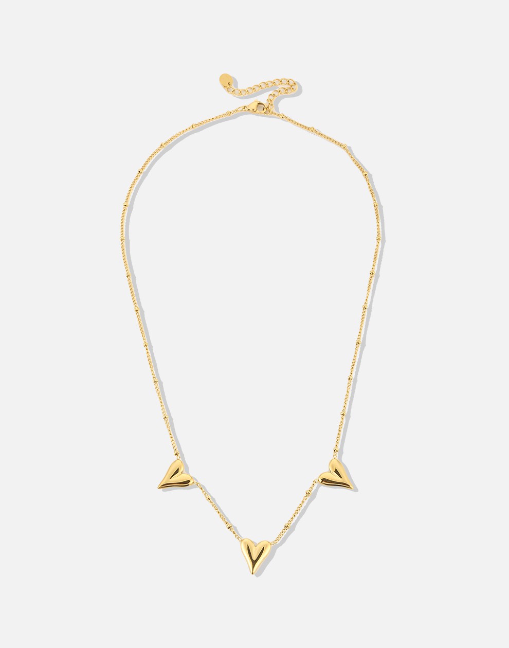 Geovari | Gold-Coloured Vintage-Style Triple Heart Necklace