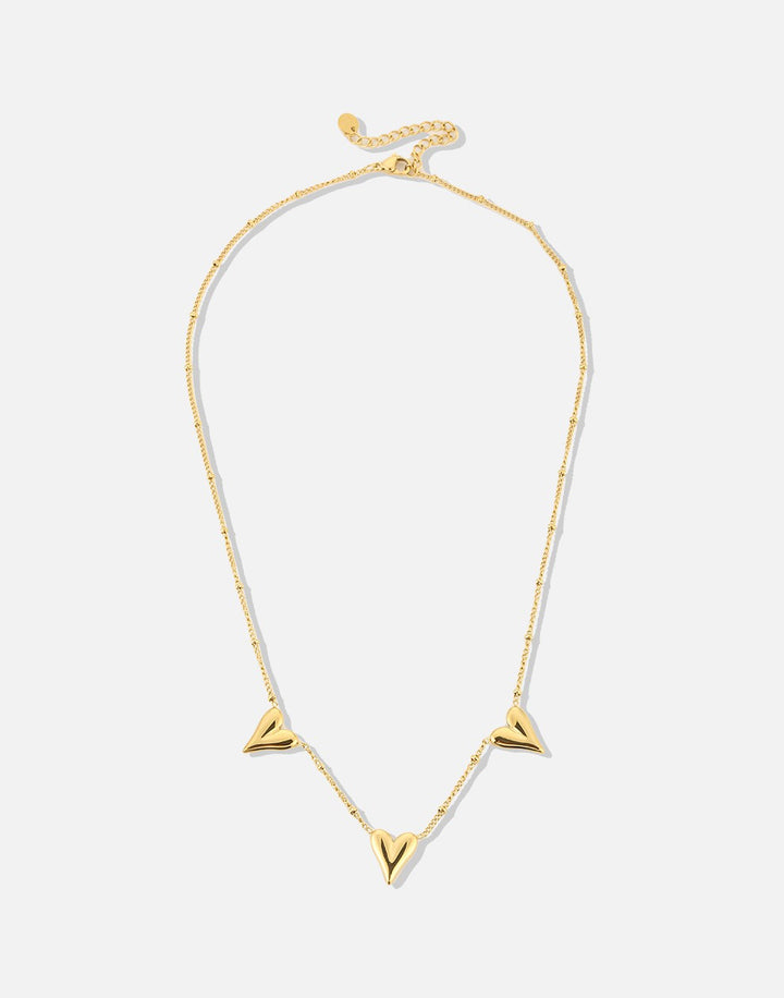 Geovari | Gold-Coloured Vintage-Style Triple Heart Necklace