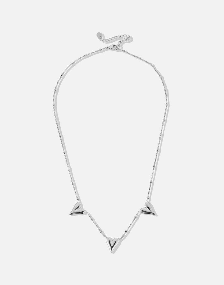 Geovari | Silver-Coloured Vintage Three-Heart Necklace