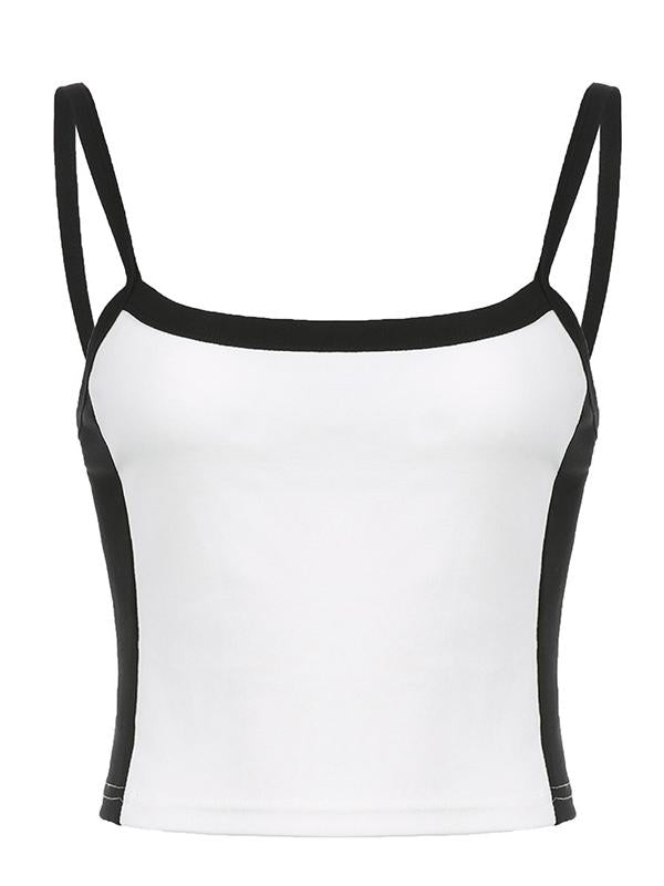 Geovari | Vintage Cropped Cami Top With Contrast Stripe