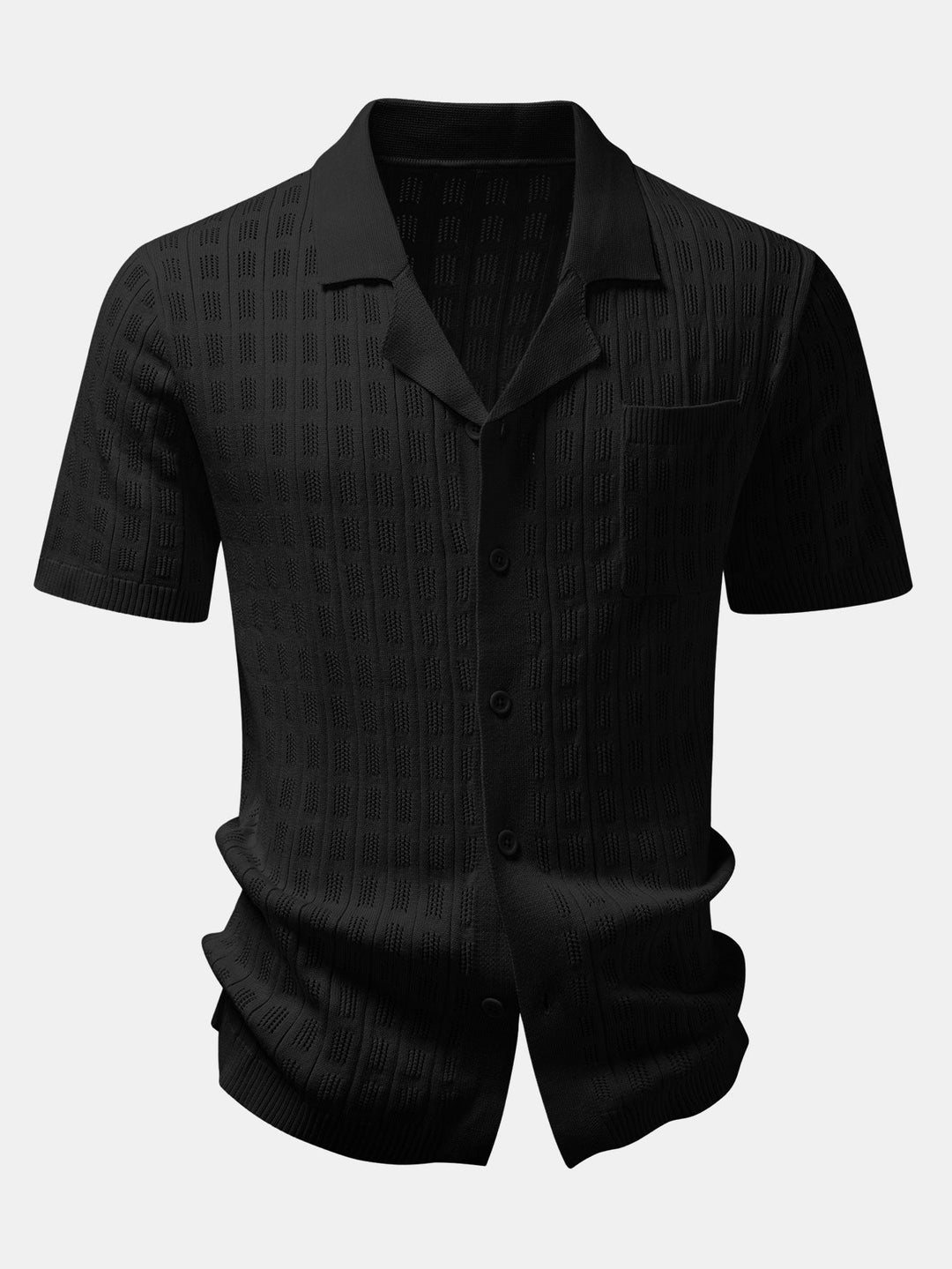 Geovari | Plaid Open-Knit Shirt & Straight-Leg Linen Trousers