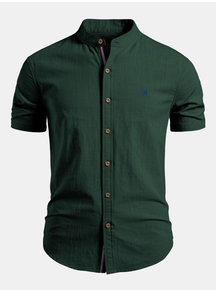 Geovari | Short Sleeve Linen-Look Shirt & Slim Tapered Trousers