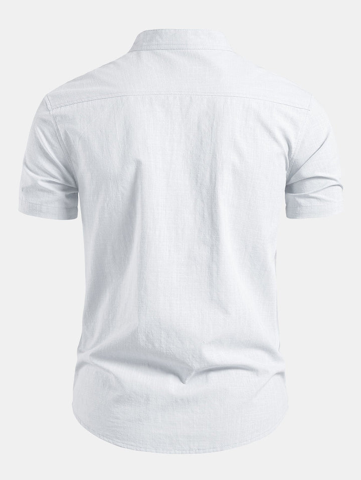 Geovari | Short Sleeve Linen-Look Shirt & Slim Tapered Trousers