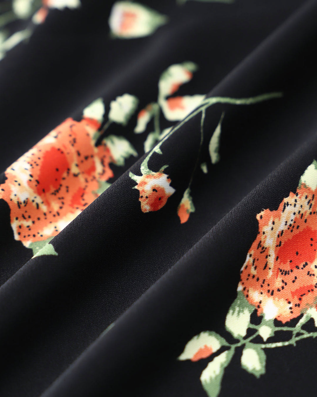 Geovari | Black Floral Button-Through A-Line Midi Dress