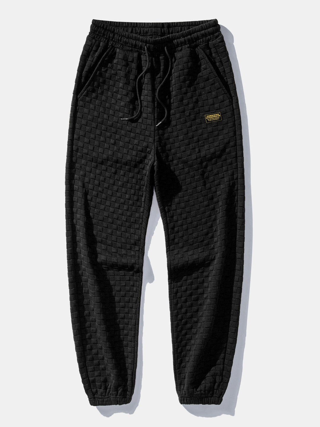 Geovari | Checkerboard Sleeveless Zip-Up Hoodie and Jacquard Jogger Trousers