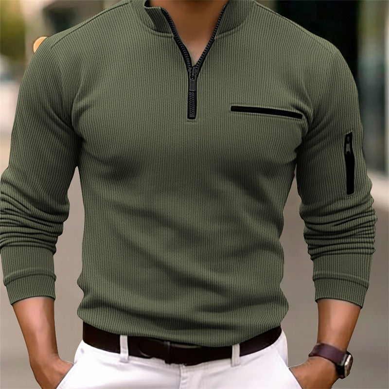 Geovari | Long-Sleeved Zip-Up Shirt