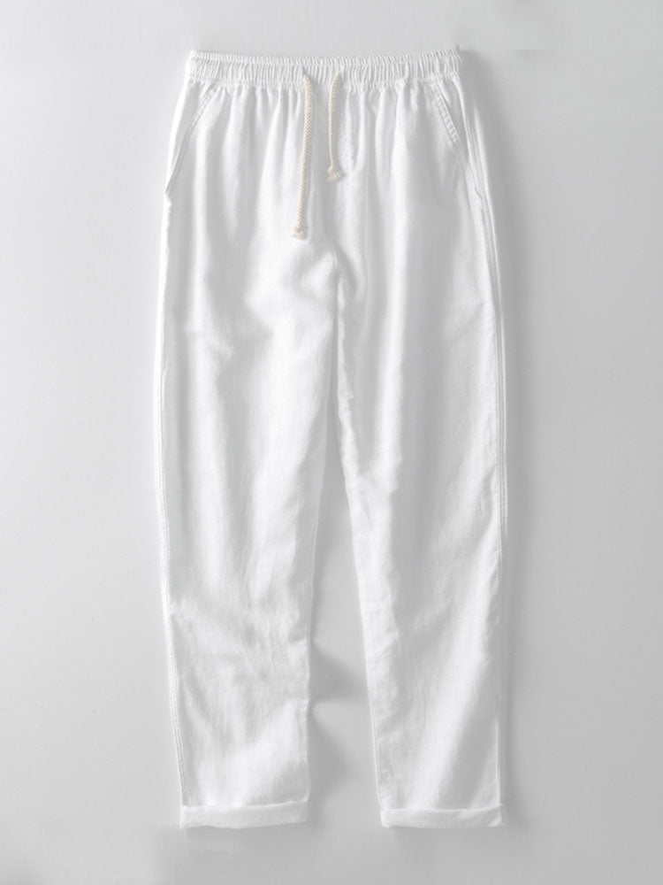 Geovari | Geometric Jacquard Cuban Shirt & Straight-Leg Linen Trousers