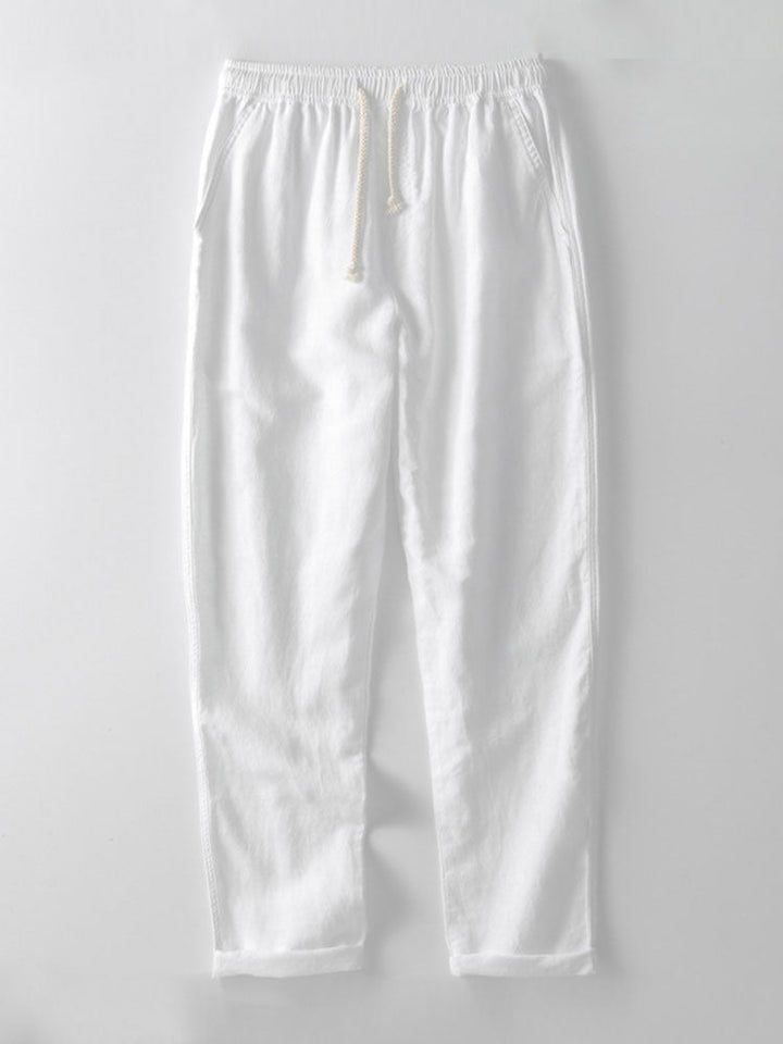 Geovari | Geometric Jacquard Cuban Shirt & Straight-Leg Linen Trousers