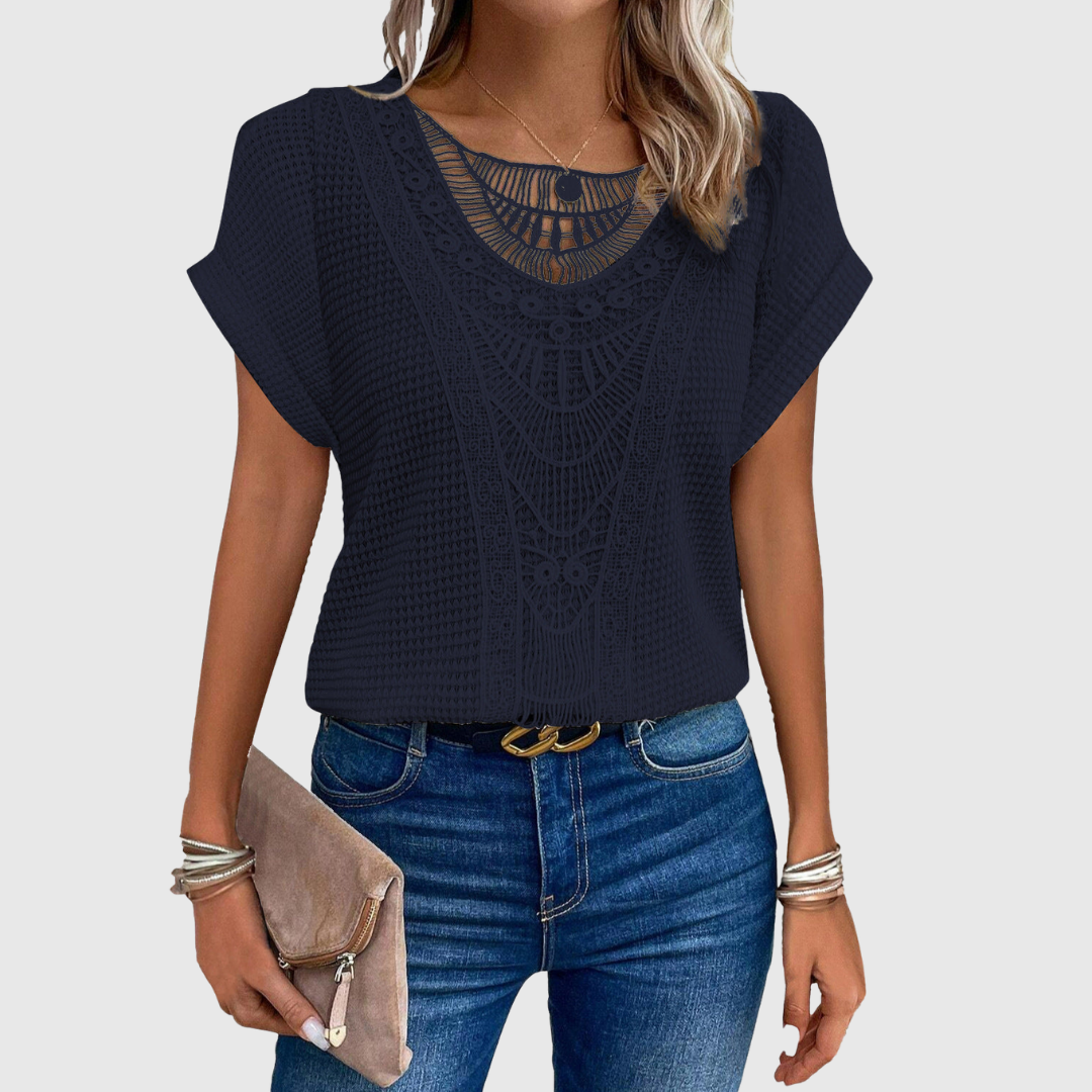 Geovari | Lace Short-Sleeved Top