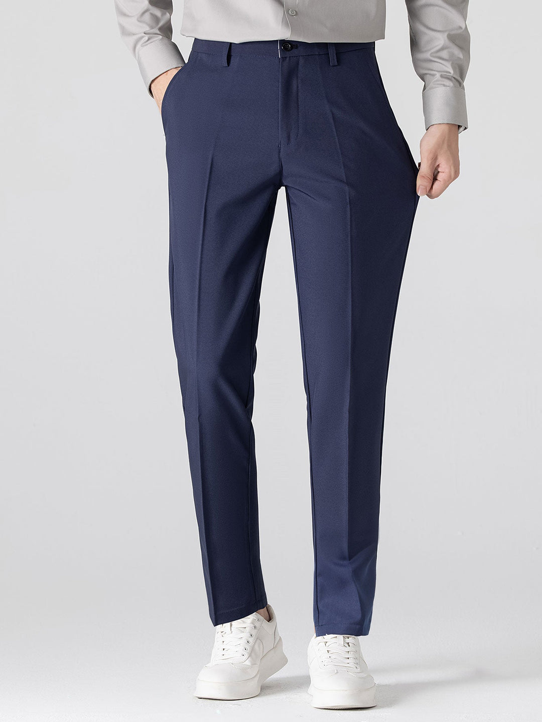Geovari | Contrast Trim Zip Knit Polo & Tapered Trousers