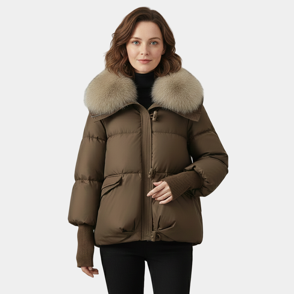 Geovari | Women’s Padded Down Winter Jacket with Fur Collar