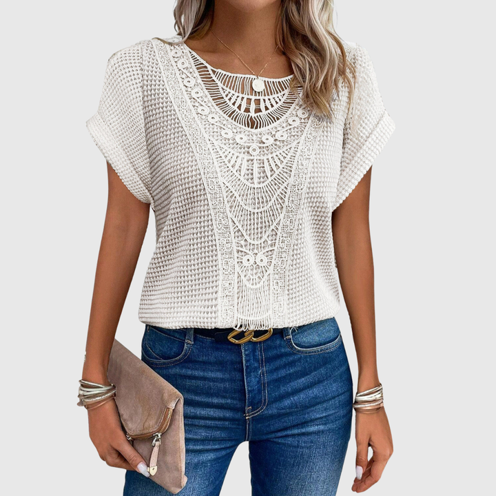 Geovari | Lace Short-Sleeved Top