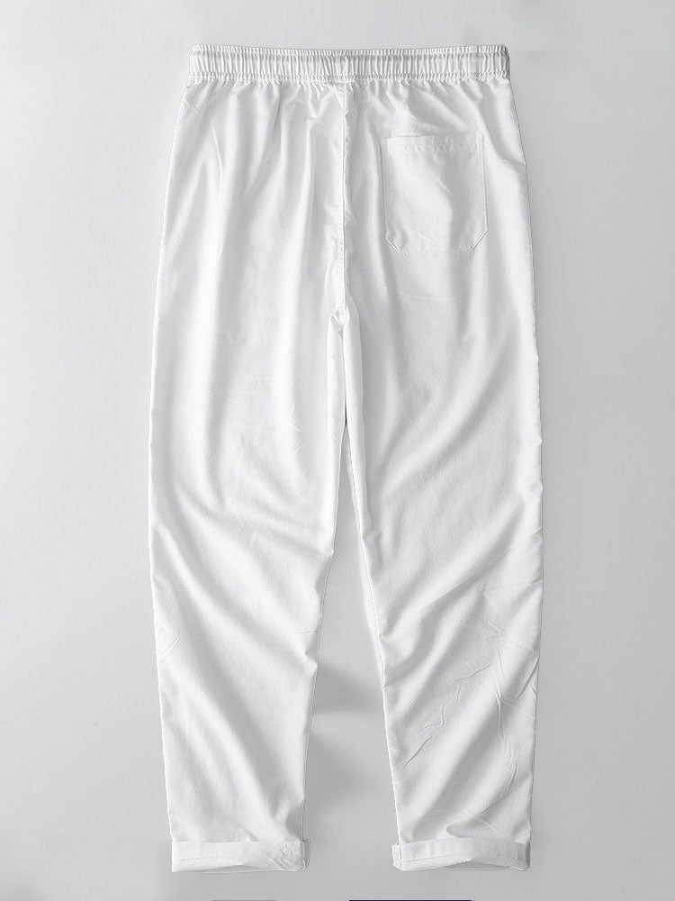 Geovari | Geometric Jacquard Cuban Shirt & Straight-Leg Linen Trousers