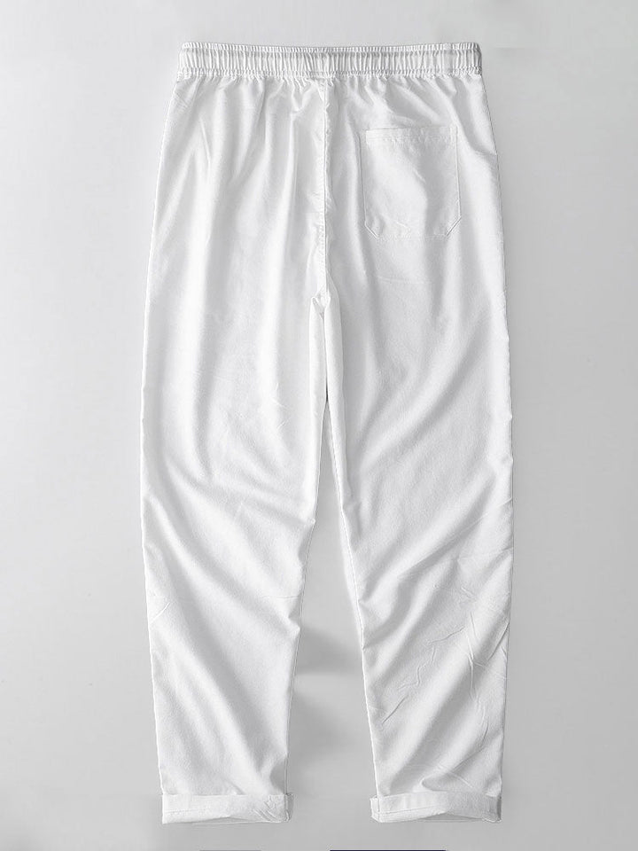 Geovari | Geometric Jacquard Cuban Shirt & Straight-Leg Linen Trousers