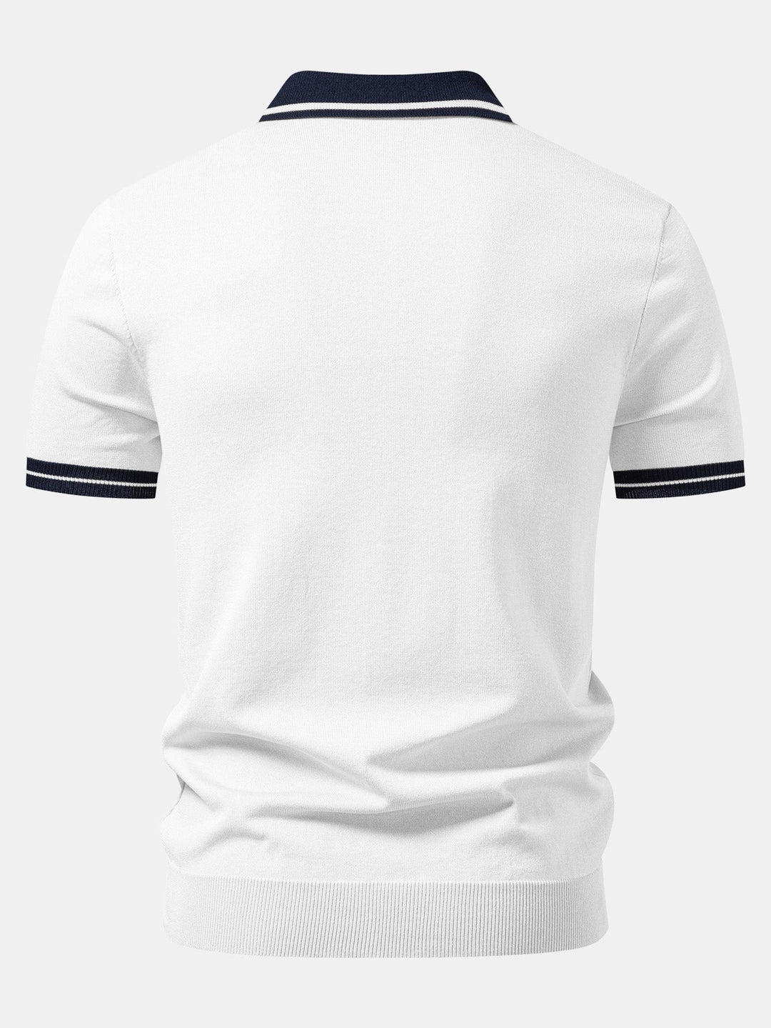 Geovari | Contrast Trim Zip Knit Polo & Tapered Trousers